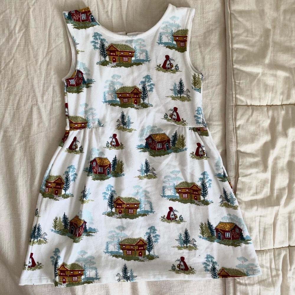 Genuine kids little red riding hood print dress 4t